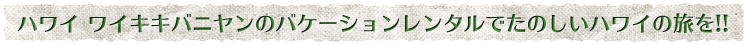 ハワイ ワイキキバニヤンのバケーションレンタルでたのしいハワイの旅を!!